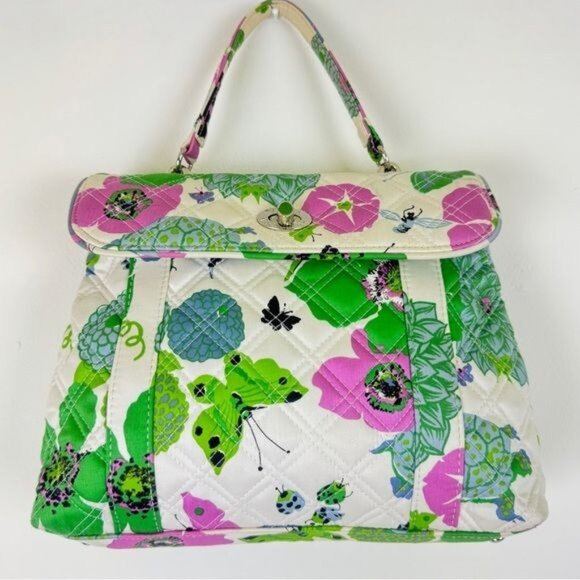 Vera Bradley Sateen Nicole Butterfly Floral Print Top Handle Satchel Handbag - Picture 1 of 15